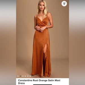 Rust Orange Satin Maxi